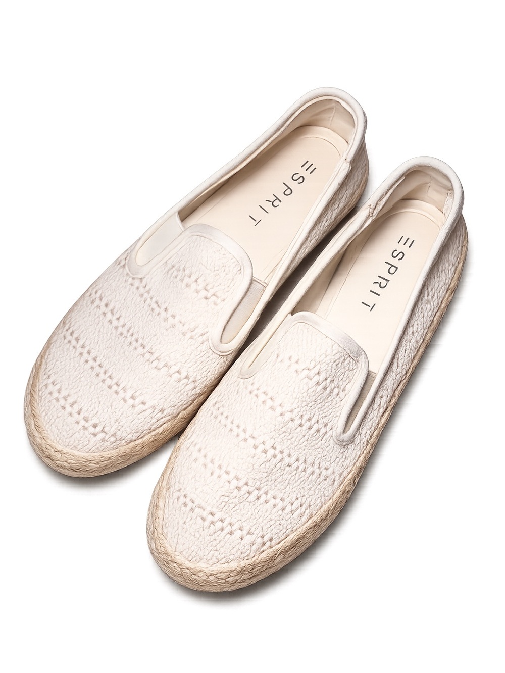 Esprit Cream Woven Espadrille Flats Coastal Boho Slip On Shoes Neutral Summer - Picture 2 of 8